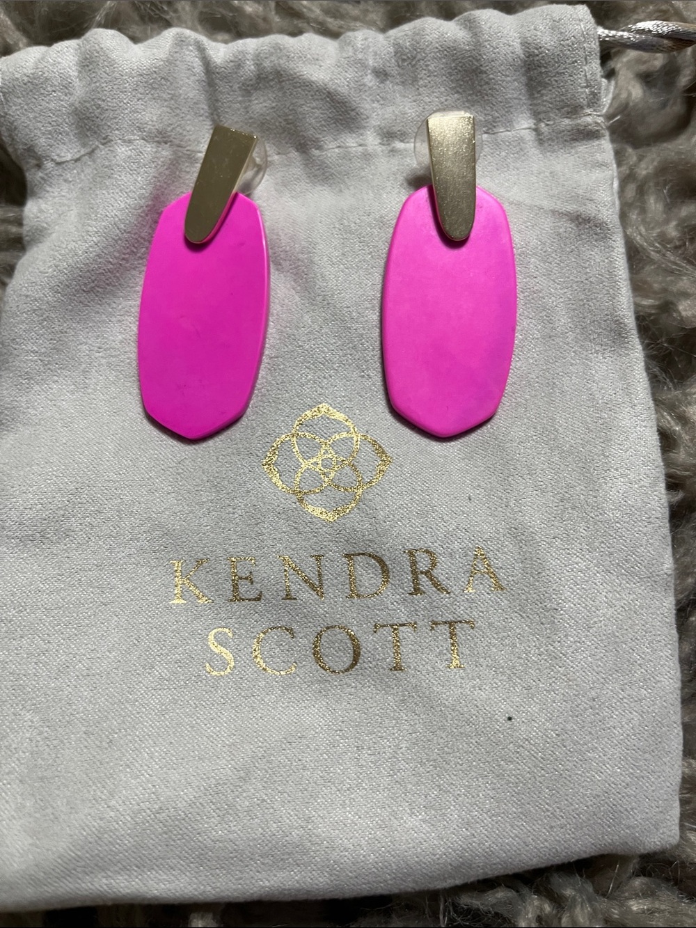 Kendra Scott Hot Pink Drop Earrings with Gold Accents